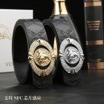 特 范思哲秘原单高档品质专柜官网同步支持NFC感应宽度3.9精美镶钻扣头意大利双面进口头层小牛皮原版美人头花纹手感极佳 上身郊果棒男士最爱商务休闲两用长度100