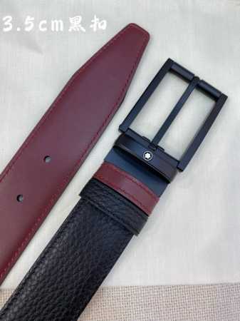Montblanc万宝龙 宽3.5Cm 采用头层牛皮 精品针式扣头 自由裁剪商务休闲皮带 - 点击图像关闭