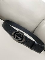 Gucci 古琦 棱形扣 进口牛皮 不车线简约 热压成型工艺 双层对G款 4.0宽度
