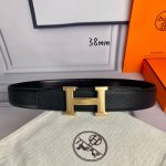 特 P190 HermèS[正]爱马仕 双头尖 双面原版 原单品质 进口头层牛皮 黑色荔枝纹搭配黑色平纹 寸半38Mm 配官网H马拉车花纹亮金 亮银 亮枪扣