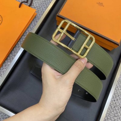 爱马仕 Hermēs Box/Togo小牛皮双面腰带，镀钯腰带扣。38毫米