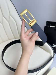 特 Montblanc万宝龙 宽3.5Cm 采用头层牛皮 精品针式扣头 自由裁剪商务休闲