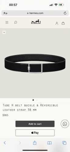特 Tube H Belt Buckle & Reversible Leather Stra p40Mm