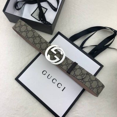 配全套包装盒 Gucci 古奇官网经典款 正品规格 原单品质 专柜pvc提花面料 头层进口变色磨砂底 官网40Mm 双g抛光亮面扣