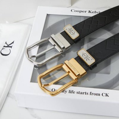 皮带：C K顶级复刻.单扣 双扣 腰带：Ck潮牌.专柜正品.Cooperkelvina原单大牌品质百分百进口原厂头层牛皮，保证真皮-Ck字母Logo针扣设计工艺