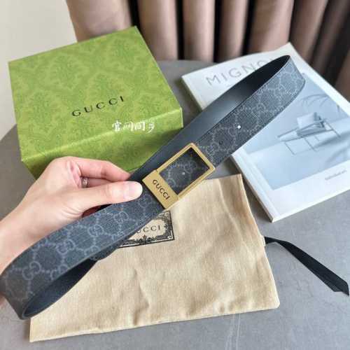 特P160 Gucci 722370 1W30G 专柜新款Pvc黑防 进口底 宽度3.5Cm 方形镂空版扣 /可自行裁剪