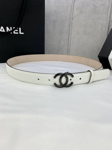 特P180 宽度3.0Cm Chanel （香奈儿）女士经典款腰带皮带新款光滑内衬磨砂牛皮银色/简单精品钢扣