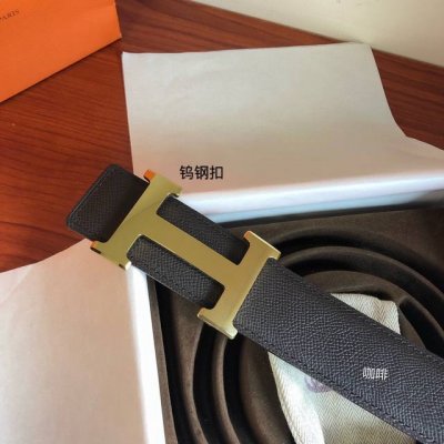 Hermes男款3.8Cm钨钢高档材质金属扣 特点:不磨损.不变色.不过敏 ，搭配手掌纹原版皮，品质上乘，不失格调。6524280