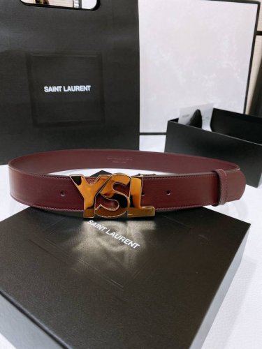 Salnt.Laurent.Paris. Y S L复古铜扣. 简单百搭！双面头层小牛皮 手感柔软细腻 3.4Cm