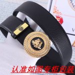 品名：Versace.范思哲原单 材料：百分百头层牛皮，保证真皮。24K纯钢扣双面可用专柜同等质量， 送人自用首选 包装： 请认准如图专柜包装，赠送打孔器，银联