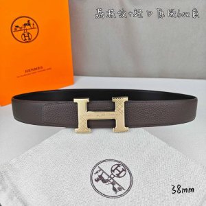 HermèS爱马仕 双头尖 双面原版 原单品质 进口头层牛皮 咖啡色荔枝纹搭配黑色平纹 寸半38Mm 配优质纯钢H 花纹金 银扣