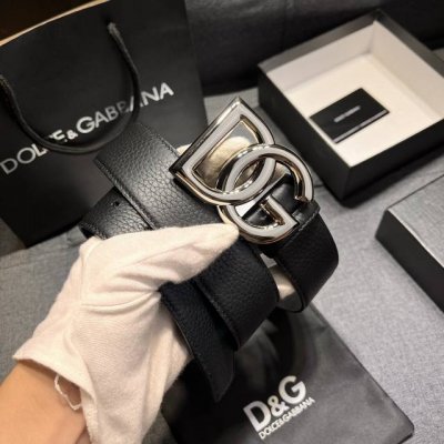 Dg 宽4.0Cm Dolce&Gabbana 新款 进口荔枝纹牛皮 Lux 鞍皮腰带，雅致配饰，搭配双电镀标牌