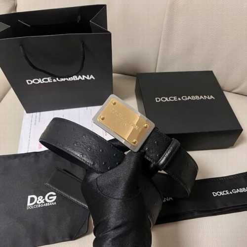 特 Dg，宽4.0Cm Dolce&Gabbana 新款男士鸵鸟纹腰带，搭配全新镀钌 Dg 交叉造型徽标搭扣