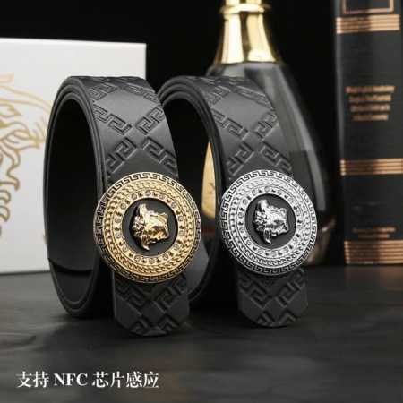 特 范思哲秘原单高档品质专柜官网同步支持NFC感应宽度3.9精美镶钻扣头意大利双面进口头层小牛皮原版美人头花纹手感极佳 上身郊果棒男士最爱商务休闲两用长度100 - 点击图像关闭