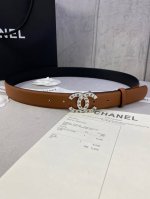 宽度3.0Cm Chanel 香奈儿 荔枝纹牛皮支持nfc芯片官方网站链接扫码验证、金 银 色镶钻钢扣。