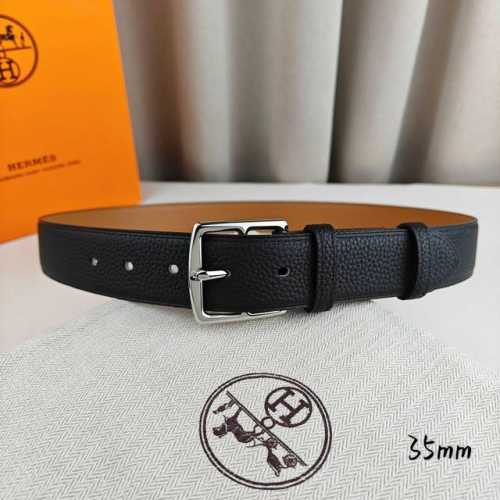HermèS 爱马仕针扣皮带 顶级品质 进口头层牛皮 原厂荔枝纹面搭配土黄色平纹底 35Mm宽 配官网亮银 亮金扣