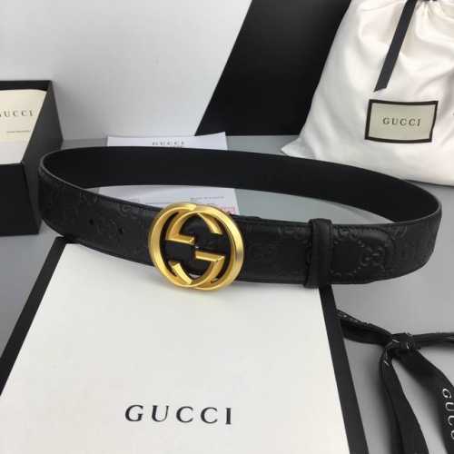 配全套包装礼盒 Gucci 经典全皮压花，原版进口南非皮底，精品双G钢扣 高端品质，不惧对比，宽度：40Mm