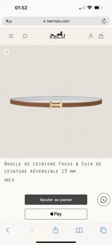 Hermes 女款 Focus Buckle & Reversible Leather Strap 3Mm