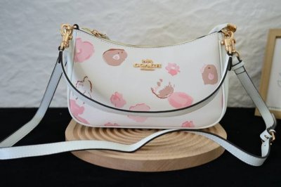 Coach 蔻驰 Cr746 经典标志Teri单肩包Pvc配皮单肩斜挎腋下包手提包 高颜值，牛皮材质超级耐磨。比麻将包大，容量完全满足日常需求。金属配件拼接肩带
