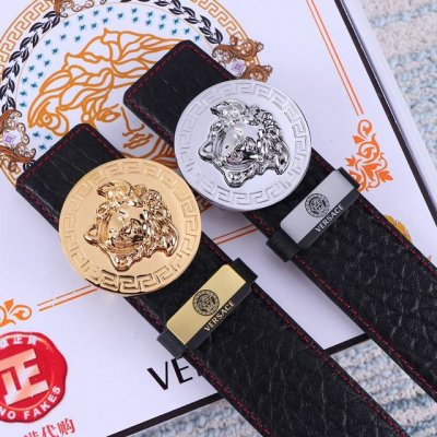 品名：Versace.范思哲原单 材料：百分百头层牛皮，保证真皮。24K纯钢扣双面可用专柜同等质量， 送人自用首选 包装： 请认准如图专柜包装，赠送打孔器，银联