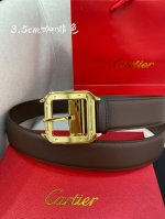 特 卡地亚针扣式皮带，Cartier标志。黑色与棕色牛皮双面皮带，浮雕“Cartier”标志。尺寸：宽35毫米 可调节