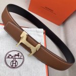 H家双头尖 双面原版 原单品质 进口头层牛皮 土黄色荔枝纹搭配黑色平纹 寸半38Mm 配h小马金 银扣