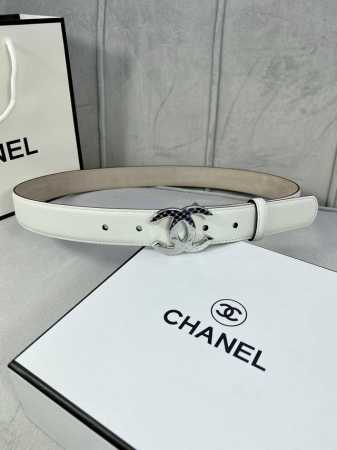 宽度3.0Cm Chanel 香奈儿 进口柔软小牛皮金 银色花纹金属logo花纹钢扣。 - 点击图像关闭