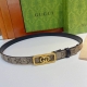 Gucci 古奇官网新款，双面原厂小牛皮搭配互扣式双g精品纯铜五金腰带，专柜规格 2.0Cm