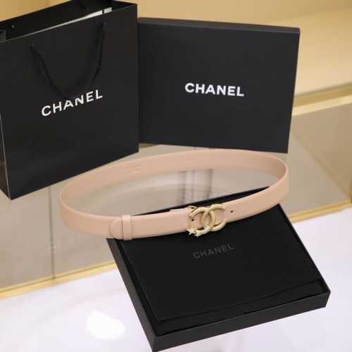 chanel 24C 麦穗 星星 与 水钻白 Logo搭扣 黄铜金属平纹牛皮腰带 手感柔软 细腻 3.0Cm 码数75- -