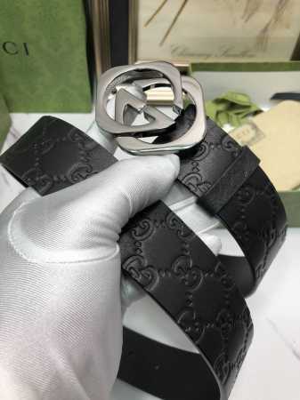 配全套包装礼盒 古驰：原单头层牛皮压G面，内衬头层牛皮小牛皮底，平板无线带身.搭配原单扣，原产皮料定制，专柜宽度3.8 - 点击图像关闭