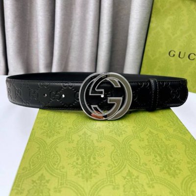 特 Gucci[正] 原单 纯钢花纹五金 永不掉色 头层牛皮 精工制作 4.0Cm 原厂压花 高端套华 实物拍摄 ！