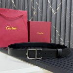 特 镀钯饰面针扣式皮带 Cartier标志 黑色与棕黑牛皮双面皮带 浮雕 Cartier 标志 尺寸 宽35毫米 可调节 10250330