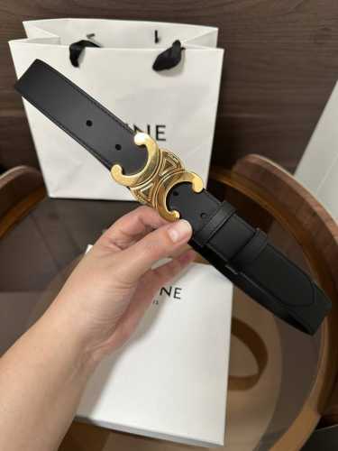 特 ～ CéLine 赛琳 Triomphe大号复古牛皮革腰带 对版金属件 领扣搭扣 宽3.0Cm