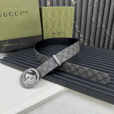 Gucci 专柜新版横标 编码411924 Kgdhk 1476 双面进口原厂防水Pvc材质 比牛皮还耐用 宽度4.0Cm 经典大饼双G带扣 - 点击图像关闭