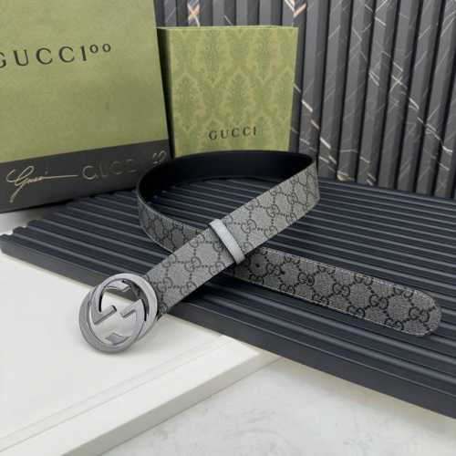 Gucci 专柜新版横标 编码411924 Kgdhk 1476 双面进口原厂防水Pvc材质 比牛皮还耐用 宽度4.0Cm 经典大饼双G带扣
