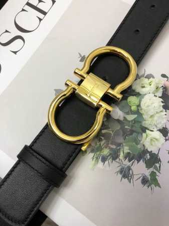 菲拉格慕：原单头层牛皮平纹带身，黑啡双色一体，正反两面可用.搭配原单扣,长短可自行裁剪.原产皮料定制，专柜宽度3.5 - 点击图像关闭