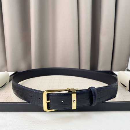 男士万宝龙柔软细腻，百搭大方，宽3.5Cm 、可裁剪款式 官网同步，商务休闲均可使用！ - 点击图像关闭