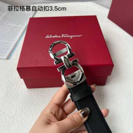 特 品牌： 菲拉格慕 新款进口小牛皮，手感细腻柔软。搭配纯钢自动精品钢扣，男士必备！宽度：3.5Cm - 点击图像关闭