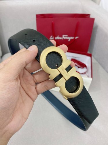 特 Ferragamo 官网同步更新，代购原单腰带，进口头层牛皮搭配真空电镀精品扣支持NFC防伪验证，时尚百搭，宽度3.5cm .