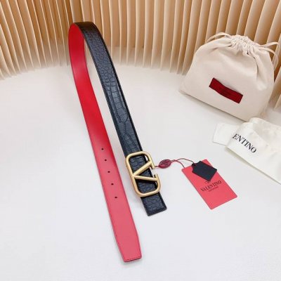 特 3.4Cm 华伦天奴新款，双面头层牛皮鳄鱼纹皮料，长度：.75.80.85.90.95.100.105.110欧，铜五金钻扣原版开模定制庆祝]