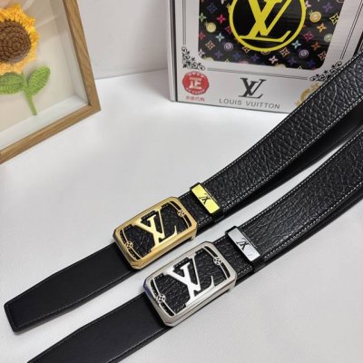 品名：LV..路易..威登 材质：原单牛皮腰带 百分百头层牛皮腰带保证真皮，24K纯钢扣，专柜原单品质、做工精细，时尚大牌，送人自用首选 包装： 请认准如图专柜