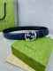 宽度4.0Cm Gucci 互扣式双G带扣腰带，采用热压印技术的Gucci Signature蓝色皮革精制而成，触感厚实，印花图案清晰分明。