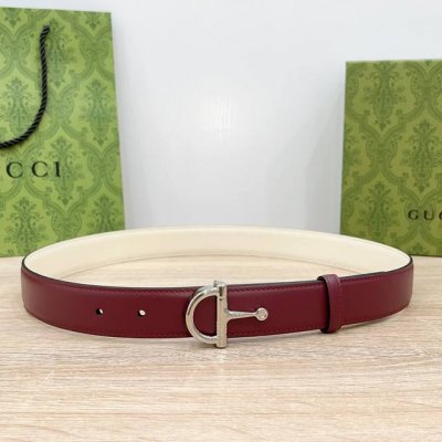 -Gucci 3.0Cm 腰带甄选光滑皮革，饰有标志性搭扣，双面头层牛皮，时尚百搭！
