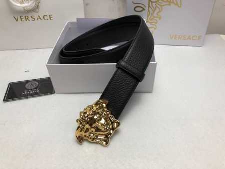 配全套包装盒 范思哲 3.8Cm，Versace，双面进口牛皮-荔枝纹，搭配纯铜经典美人头亮面扣，简单时尚百搭款！ - 点击图像关闭