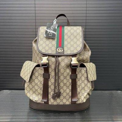 Gucci 古奇 印花双G 双肩包 背包 书包 男女通用 实物拍摄 原厂原版面料 配送防尘布袋 34 X 42 Cm。
