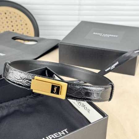 Sa Int Laurent 圣罗兰女士腰带皮带 真金电渡扣头 意大利皮 宽2.5Cm - 点击图像关闭