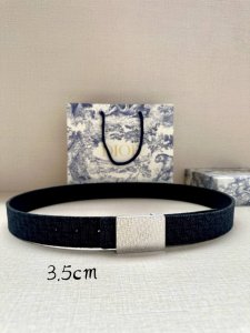 dior 这款 35 毫米双面腰带结合典雅气质与摩登风范。双面设计，一面采用Oblique 印花帆布，另一面则采用同色调粒面牛皮。长度可调节，可搭配各式 35