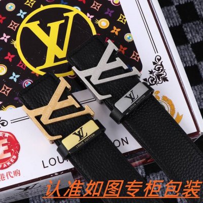 男士腰带：Lv 路易斯登 原单 男士皮带：百分百头层牛皮，保证真皮。24K纯钢扣双面可用专柜同等质量， 送人自用首选 包装： 请认准如图专柜包装，赠送打孔器，银