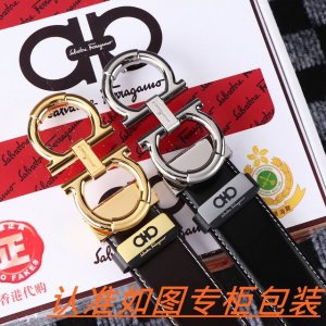 品名：菲拉格木原单 材料：百分百头层牛皮，保证真皮。24K纯钢扣双面可用专柜同等质量， 送人自用首选包装： 请认准如图专柜包装，赠送打孔器，银联发票，宽度3.5