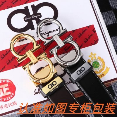 品名：菲拉格木原单 材料：百分百头层牛皮，保证真皮。24K纯钢扣双面可用专柜同等质量， 送人自用首选包装： 请认准如图专柜包装，赠送打孔器，银联发票，宽度3.5